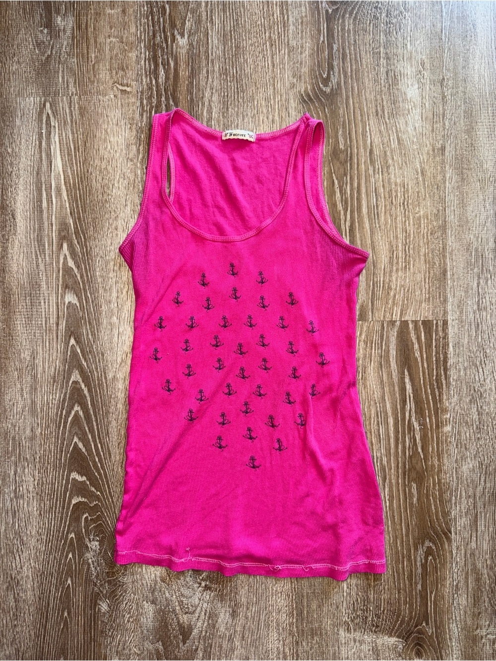 Vintage Y2K Hot Pink Anchor Print Tank Top